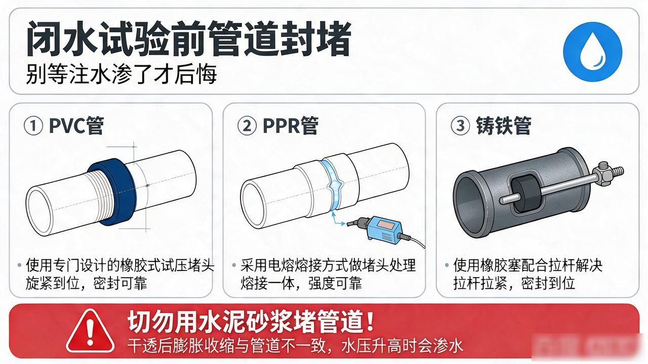 闭水试验管道封堵方式_闭管道试验封堵水压是多少_闭水试验管道封堵